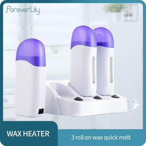 3pcs Cartridge Wax Depilatory Heater Wax Roller Base Roll On Waxing Body Hair Removal Machine Set For Depilation Tool kit
