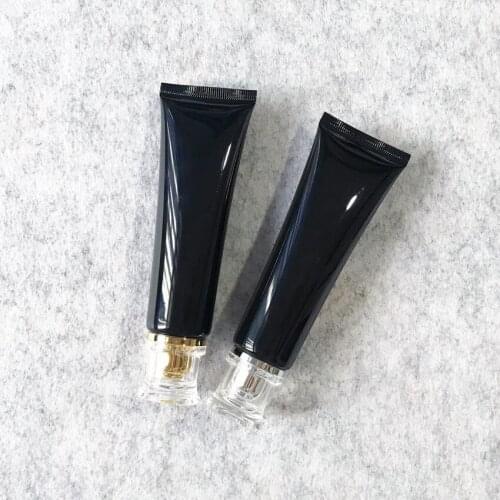 300pcs/lot 50ml 50g Empty Black Soft Squeeze Cosmetic Packaging Refillable Plastic Lotion Cream Tube Pump Lids Bottle Container