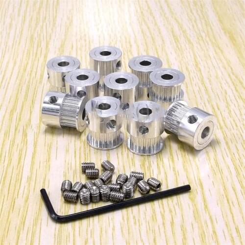Alumium GT2 Timing Pulley 17 Teeth, Bore 5mm, For Width 6mm Belt And 3D Printer Stepper Motor, 10pcs