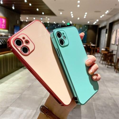 Luxury Square plating Frame Colors Matte Silicone Case For iPhone 11 12 Pro Max Mini X Xr Xs 7 8 Plus SE 2020 Shockproof Cover