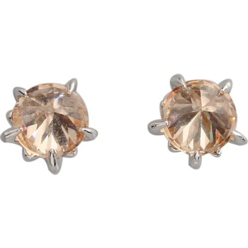 Marvelous Brown Morganite 5*5mm Semi-precious Silver Cool For Womens Stud Earrings ED0103