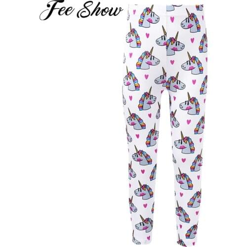 Kids Girls Cotton Yoga Leggings Pants Cartoon Fitness Push Up Tight Gym Wear Training Sports Running Leggings Elastic Trousers