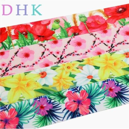 DHK 1.5'' Free shipping cherry flowers printed grosgrain ribbon Accessory hairbow headwear DIY decoration 38mm B1571