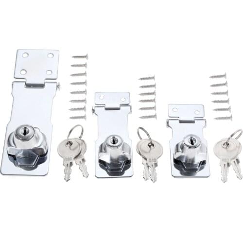 DRELD 1 Set Furniture Drawer Anti-theft Padlock Locking Hasp Staple with Keys Cupboard Garage Lock Card Cabinet Door Buckle Hasp