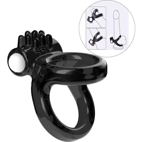 Dual Ring Vibrating Cock Ring For Male Delay Ejaculation Dick Penis Enlargement Exerciser Sex Toys For Men Penis Ring Vibrator