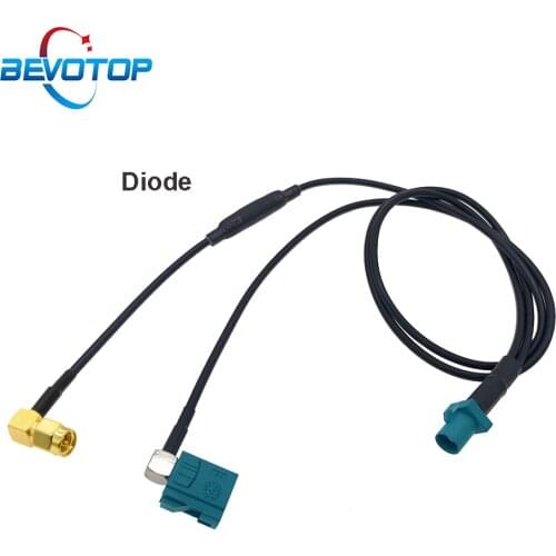 Fakra Z Male to Fakra Z Female Right Angle+SMA Male RG174 Pigtail Car Navigation GPS Antenna Cable with Diode for Android Device