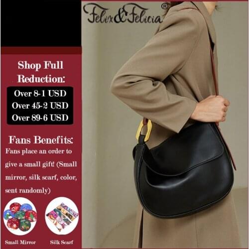FELIX & FELICIA High Quality Women Shoulder Bags Fashion Genuine Leather Crossbody Ladies Casual Retro Design Flap Messenger Bag