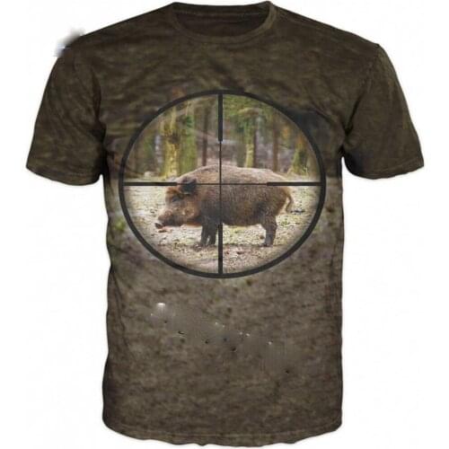 3D Print Harajuku hunting T shirt Fashion Mens T-shirt Women Animal Wild Boar Tee Boys Funny Short sleeve Rock Hip hop Clothing