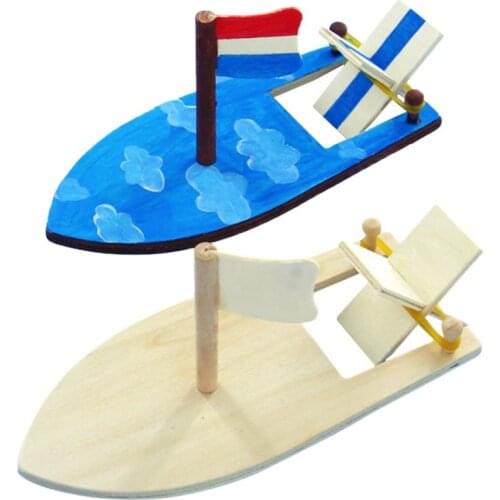Drawing Toys Assembling Building Kits Ship Model Wooden Sailboat Toys Children Coloring DIY Boats Craft Toys