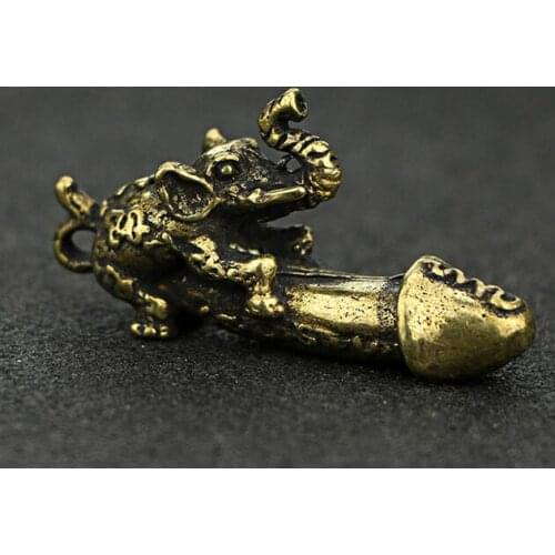 Chinese Solid Brass Elephant Key Button Automotive Male Hanging Ring Creative Gift Home Jewelry Ornaments