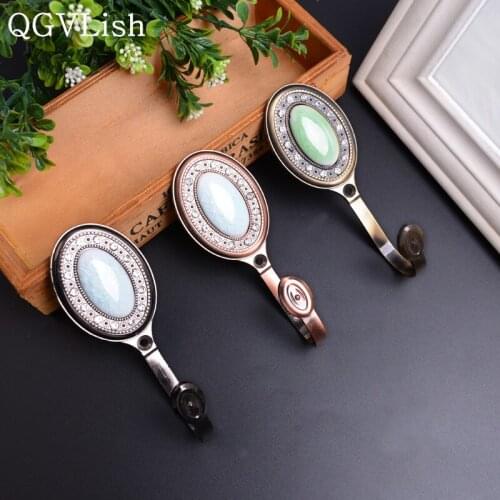 QGVLish 2Pcs Ceramic Curtain Hooks Cloth Hat Tassel Tower Hanger Brush Holder Curtain Accessories Drapery Wall Hook Holdback