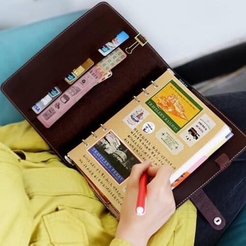 Personal Organizer Leather Business Ring Office Binder Notebook Cute Kawaii Agenda Planner 2019 Travel Journal A6