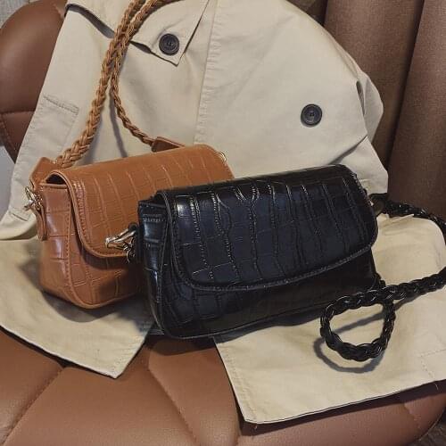 Mini Small Square Flap Bag Brand Fashion New Quality PU Leather Womens Handbag Woven Strap Stone Pattern Chain Shoulder Bags