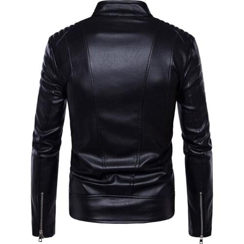Plus Size 5XL 2020 Motorcycle Leather Jacket Men Punk Zipper Slim Pu Leather Male Balck Coat jaqueta de couro masculina