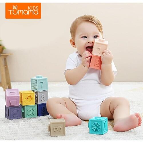 Baby Blocks Soft Stacking Blocks Baby Toy 6 to 12 Months Toddlers Boys & Girls Squeeze Sensory Toys Safe Material