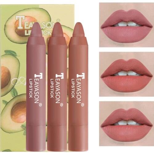 3Pcs Set Natural Matte Lipstick Pen Matte Lip Glaze Waterproof Lipstick Sexy Long Lasting Makeup Non-Stick Cup Lip Tint