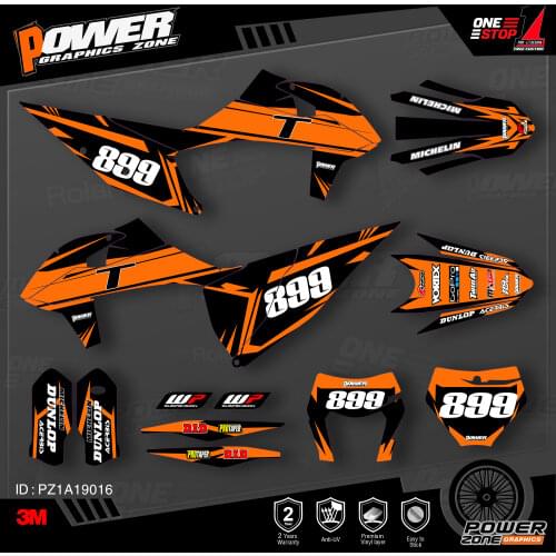 PowerZone Custom Team Graphics Backgrounds Decals 3M Stickers Kit For KTM SX SXF MX 19-20 EXC XCW Enduro 20-N 125 to 500cc 16