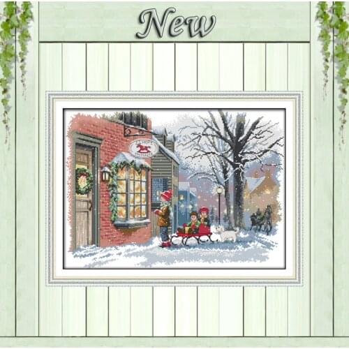 Christmas wishes Snow Scenic paintings pattern printed on fabric DMC 14CT 11CT DIY Cross Stitch Needlework kits Embroidery Sets
