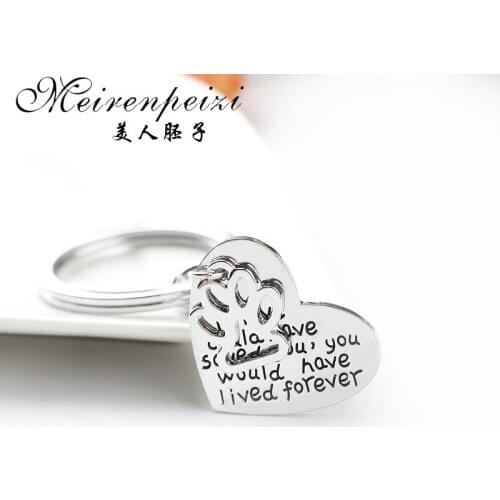 Letter Handstamped' If Love Could Have Saved You... 'Heart Animal Paw Key Chains Key Ring for Pet Lovers