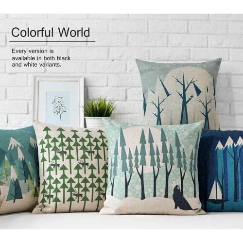Nordic Modern snow pillows cushions Forest Tree deer pillow thick linen pillowcase sofa cushion home decorative Pillows