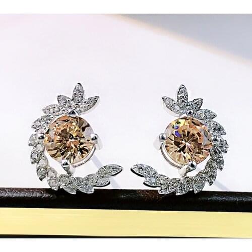 2021 new luxury solid 925 sterling silver wheat ear round earrings For Woman Bithday Party Fine Jewelry Gift