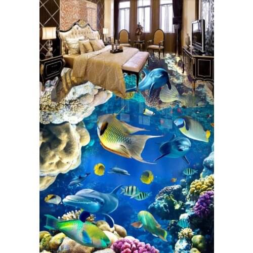3d flooring Ocean World wallpaper for walls 3 d kids room Living room bedroom bathroom wallpaper self adhesive pvc floor