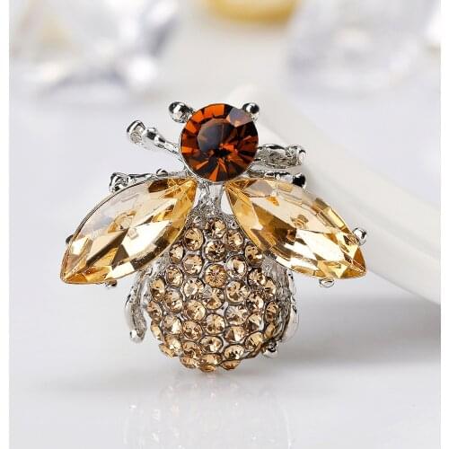 Charming Small Crystal Bee Full Rhinestone Brooches for Women Brooch Pins Jewelry