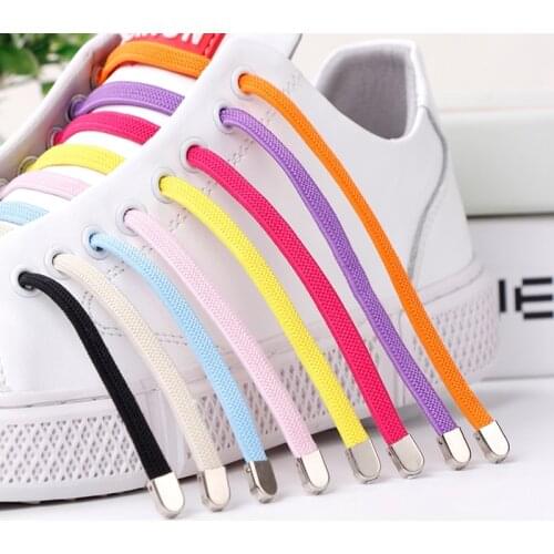 Flat Elastic Shoelaces Metal lock press convenient and fast No Tie Shoelace Child And Adult Leisure Sneakers Lazy laces 1 pair
