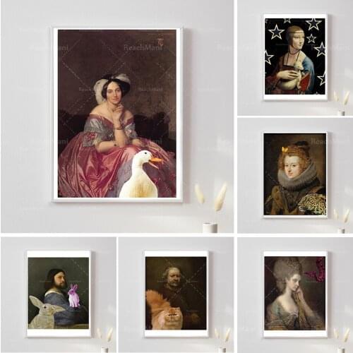 Rembrandt, Leonardo da Vinci, Mona Lisa, reinterpretation, printable wall art, gallery wall print, printable art, portrait art