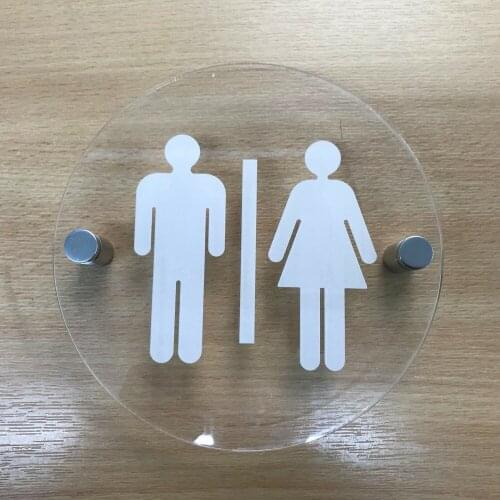 DIY House Number Customized Round Male Female Toilet Sign Clear Gloss 5MM Acrylic Premium Vinyl 2 Sizes