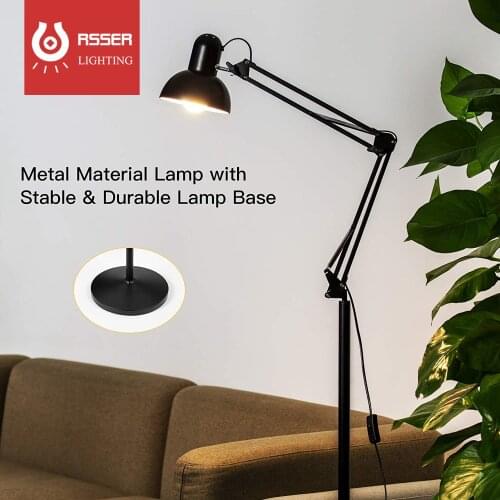 RSSER Modern Flexible Swing Arms LED Corner Floor Lamp Adjustable Nordic Industrial Standing Lamp for Living Room Bedroom Office