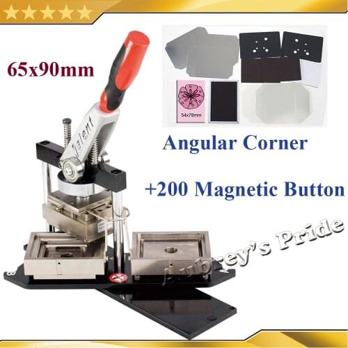 N4 Angular Corner 65x90mm Rectangular Button Maker Badge Making Machine Plus Mold with 200 Sets Fridge Magnet Button Material