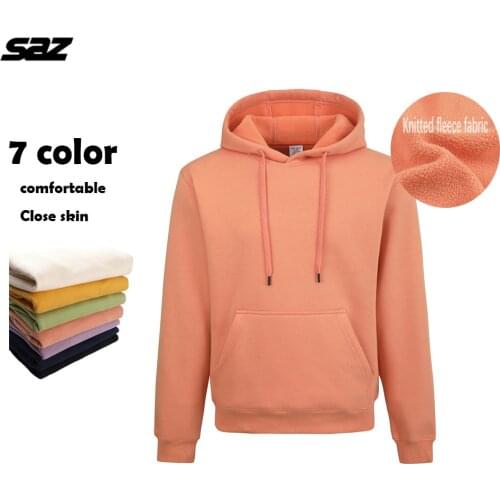 Saz Warm Thick Unisex Couple Hoodies Sweatshirt Fleece 100% Cotton Tracksuit Sweatshirt 2021 Winter Loose Plus Size Hoodie