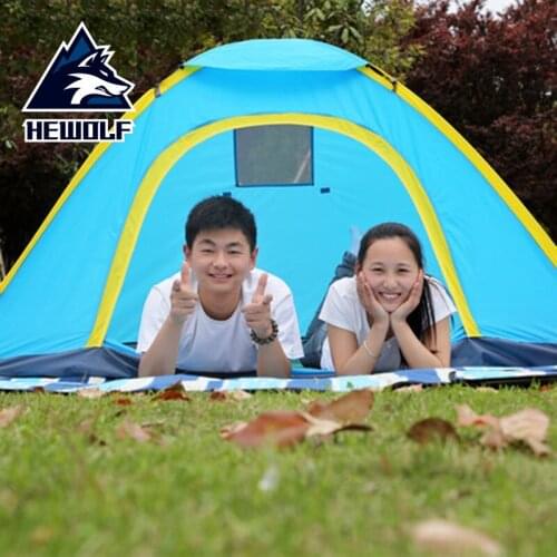 Hewolf speed open tents outdoor 3-4 people automatic tents camping equipment beach tent