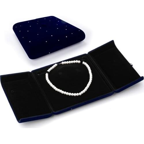 High Quality Dark Blue Velet Pearl Necklace Jewelry Packaging Box For Earrings Wedding Ring Pendent Display Gift Cases For Lover