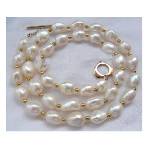 Luck Pearl Jewellery,Stunning Long 21inches 4-12mm Baroque White Freshwater Pearls Necklace,New Free Shipping