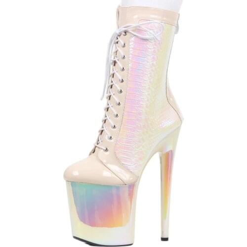 New Arrive 20CM Super High Heel Platform Holographic Sexy Ladies Party Nightclub Polo Dance Ankle Boots