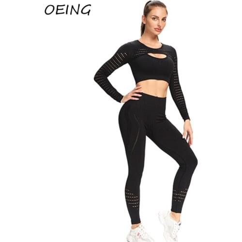 Leggings Women 2 PC Yoga Sets Gym Clothing Wokrout Running Wear Set Seamless