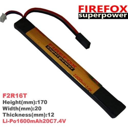 1pcs 100% Orginal FireFox 7.4V 1600mAh 20C Li Po AEG Airsoft Battery F2R16T Drop shipping