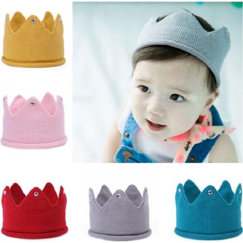 Baby Crochet Crown headband Little boys girls Crown hat Infant Toddler Hair accessories Kids Children Photo props 1pc HB101