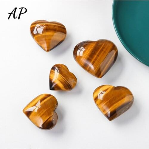 1PC Natural Yellow Tiger Eye Crystal Love Heart Mineral Specimens Gemstone Rocks Collectibles Home Decoration Gift