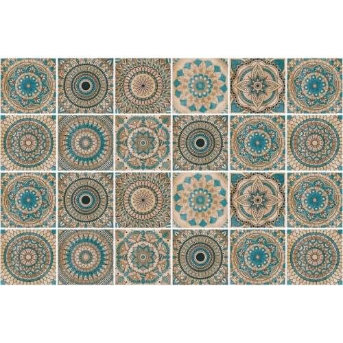 R7RC 10pcs Datura Backsplash Tile Stickers Peel Stick Floor Stair Decals Waterproof Removable Wall Murals for Bathroom