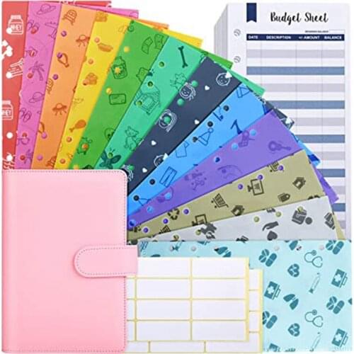 12 Budget Envelopes with A6 Budget Binder,12 Durable Waterproof Plastic Cash Envelopes System for Budget Planner