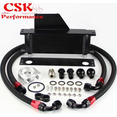 13 Row AN10 Racing Engine Oil Cooler Kit Fits For 01-05 Subaru Impreza WRX/STi Silver/Black