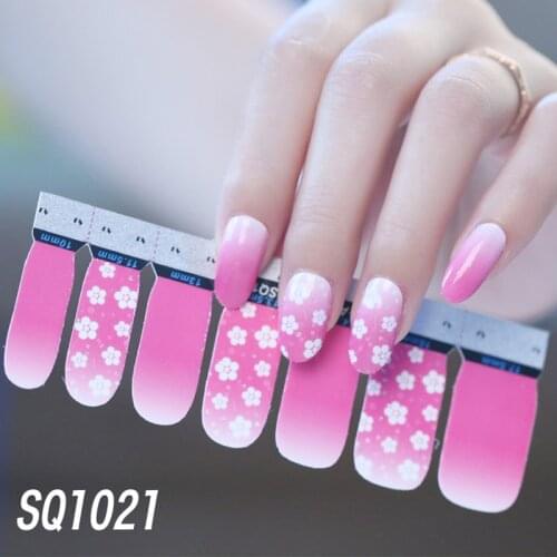 14tips Sticker DIY Adhesive Nail Art Wraps Mixed Design Spring Summer Full Nail Vinyls Polish Stickes Manicure Tools Decoration