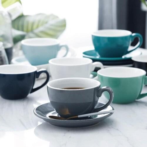 220ml Colorful Ceramic Double Espresso Cappuccino Coffee Cup Latte Cup Thick Body Coffee Cup and Saucer