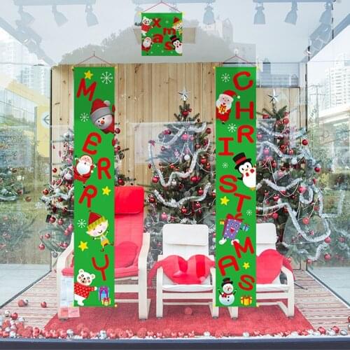 3pcs 2020 Merry Christmas Porch Sign Decorative Door Banner Couplet Christmas Decorations Hanging Cloth Christmas Ornaments