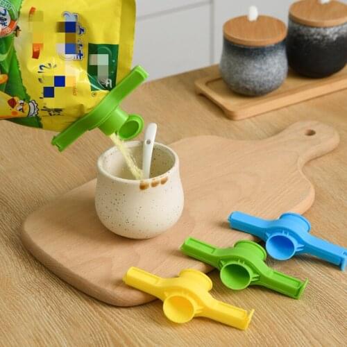 3pcs/lot Plastic Large discharge nozzle Seal Bag Clips Effect Clamp Pour Food splash Extension snack seasoning kitchen Tools