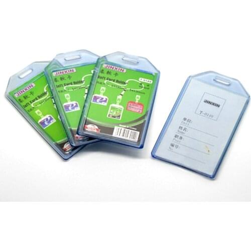 5 pcs/lot New Blue Vertical Plastic ID Card Badge Holder 10.5x6cm Clear Exhibition ID Name Card Holders Office Supplies