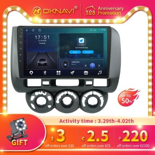 For Honda Fit Jazz RHD 2004-2007 2 Din 9'' Vedio Player Stereo Car Radio Multimedia WIFI 4G GPS Navigation Supports Carplay OBD